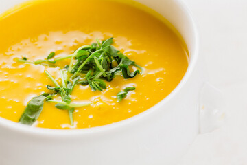 Carrot and pumpkin soups