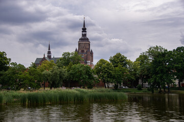 The view from the Knieperteich to the St. Marien Church in Stralsund