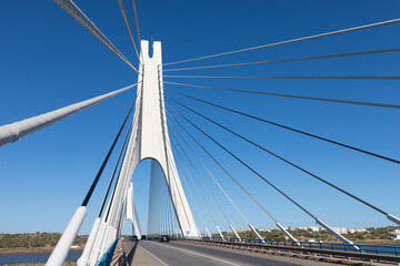 Suspension bridge and one of the largest suspension bridges in Portugal.
Sunny day, travel concept