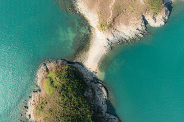 Aerial view of Aberdeen Typhoon Shelters and Ap Lei Chau Seen From mount Johnston, also known as Yuk Kwai Shan in Southern of Hong Kong