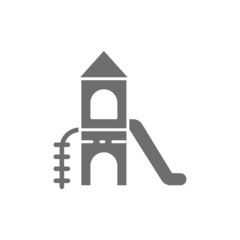 Vector tower slide for playground grey icon.