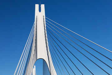 Suspension bridge and one of the largest suspension bridges in Portugal.
Sunny day, travel concept