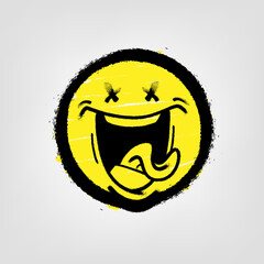 Graffiti emoticon. Smiling face painted spray paint. Vector illustration