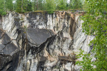 Obraz premium Marble rock water canyon. The marble deposits. Landscape rocks with reflection. Beautiful and majestic nature of the stones.