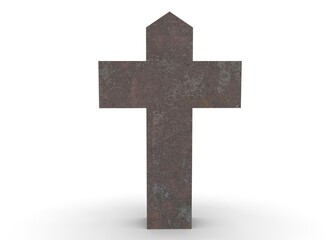 Grave cross on a white background 3d-rendering