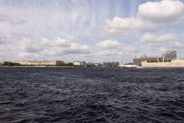 Fototapeta na wymiar city view from the Neva River embankment, St. Petersburg, June 2021