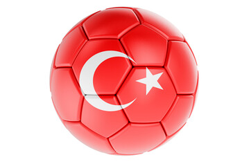 Soccer ball or football ball with Turkish flag, 3D rendering