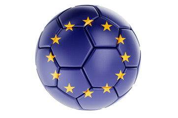 Soccer ball or football ball with The EU flag, 3D rendering