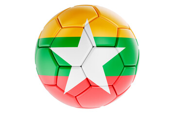 Soccer ball or football ball with Myanmar flag, 3D rendering