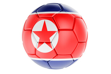 Fototapeta premium Soccer ball or football ball with North Korean flag, 3D rendering