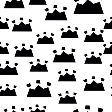 Trendy seamless pattern with graphic abstract crowns.  Geometric wallpaper, cute cartoon scandinavian print.
