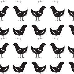 Seamless pattern. Vector illustration with decorative birds. Scandinavian style.
