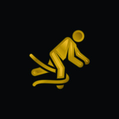 Accident gold plated metalic icon or logo vector