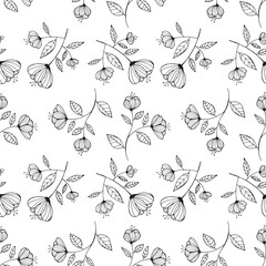 Seamless pattern. Vector illustration with leaves. Doodle illustration.