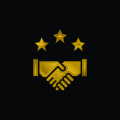 Agreement gold plated metalic icon or logo vector