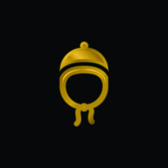Baby Hat gold plated metalic icon or logo vector