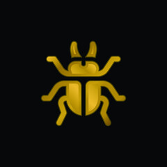 Beetle gold plated metalic icon or logo vector
