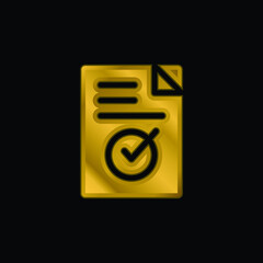 Approve gold plated metalic icon or logo vector