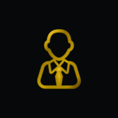 Bald Businessman gold plated metalic icon or logo vector
