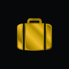 Baggage gold plated metalic icon or logo vector
