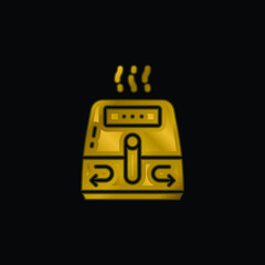 Air Fryer gold plated metalic icon or logo vector