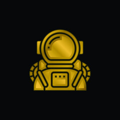 Astronaut gold plated metalic icon or logo vector