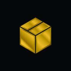 Box gold plated metalic icon or logo vector