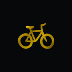 Bicycle Hand Drawn Ecological Transport gold plated metalic icon or logo vector