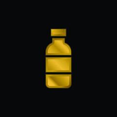 Bottle gold plated metalic icon or logo vector
