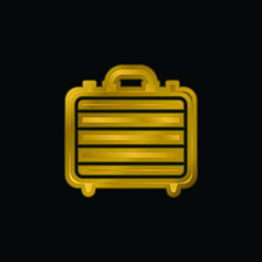 Briefcase gold plated metalic icon or logo vector