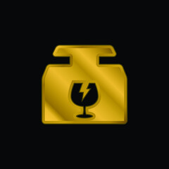 Box gold plated metalic icon or logo vector