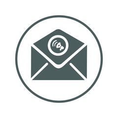 Email, marketing, ad icon. Black vector design.