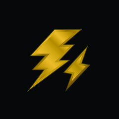 Bolt gold plated metalic icon or logo vector