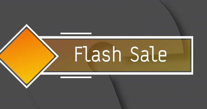 Animation of flash sale text over moving black background