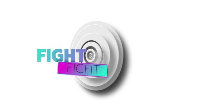 Animation of fight text on white background