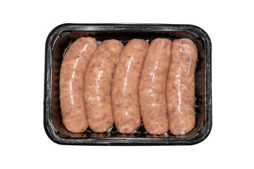 Pork chopped sausages top view.Background of pork sausages.Sausages made of minced pork.