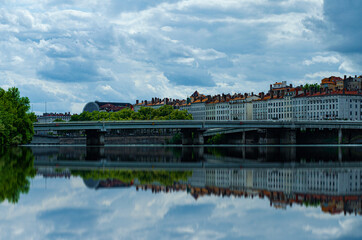 Fototapeta premium Reflexion On the Rhône, Lyon.