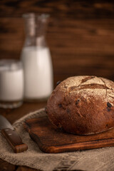 Fresh rye bread with milk.
