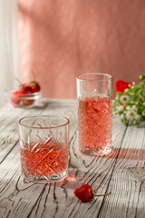 Morning strawberry drink.