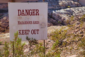 Danger sign at the Hoover dam, Nevada, USA