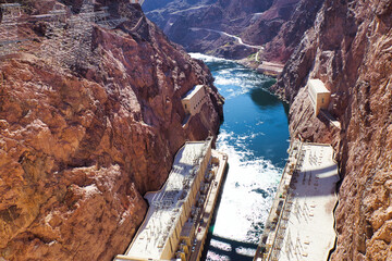 View of the Colorado river at the Hoover dam in Nevada, USA