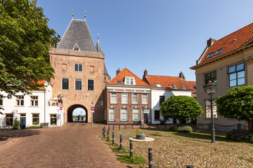 Koornmarktspoort city gate in the hanseatic city of Kampen in the province of Overijssel, the...