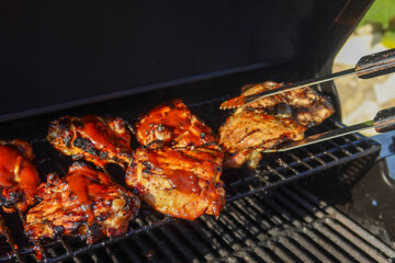 Chicken Roasting on the Barbecue
