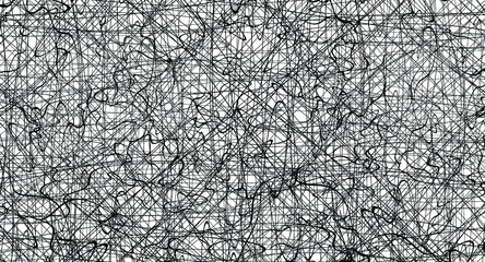 Black chaotic lines background. Hand drawn lines. Tangled chaotic pattern. Vector illustration.