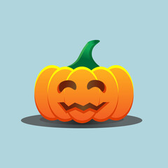 Illustration of a cheerful face on a pumpkin. Pumpkin for Halloween. Vector image