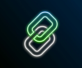 Glowing neon line Chain link icon isolated on black background. Link single. Hyperlink chain symbol. Colorful outline concept. Vector