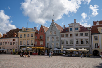 view of the Raekoja Square in the historic city center of Tallinn