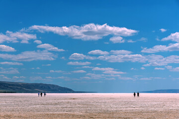 Fototapeta na wymiar Salt Lake and Clouds, Sereflikochisar, Turkey