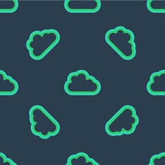 Line Cloud icon isolated seamless pattern on blue background. Vector