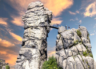 GERMANY, EXTERNSTEINE, AUGUST 2021: The Externsteine North Rhine-Westphalia.